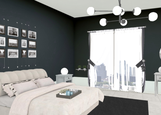 Black&White Bedroom Design Rendering