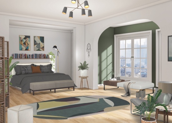 Artistic Penthouse Bedroom Design Rendering