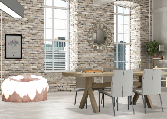 Brick dining room design. Design Rendering