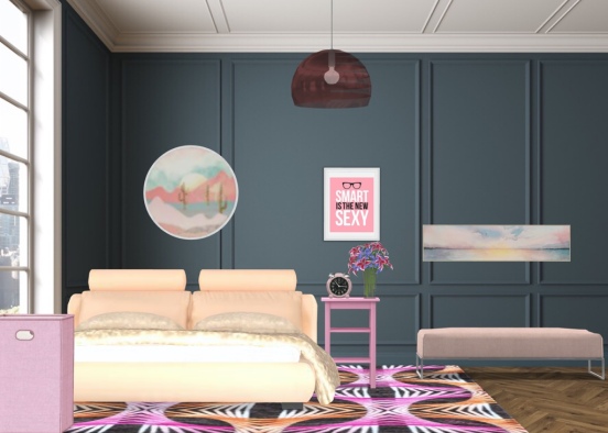 Pink and Violet Bedroom Design Rendering