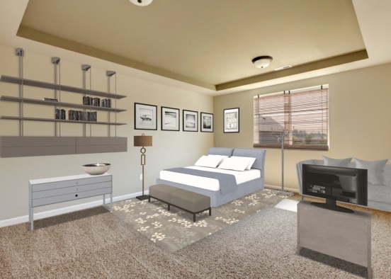 Shades of Grey Bedroom Design Rendering