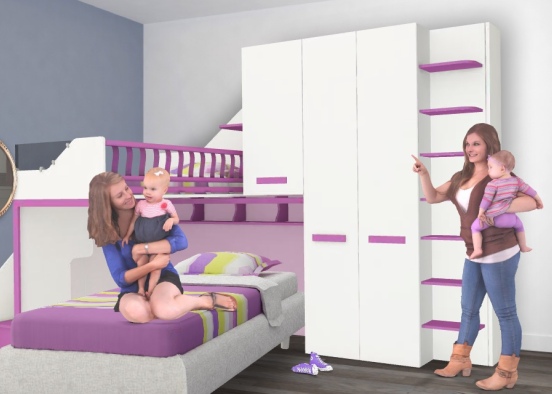 Twin baby girl bedroom Design Rendering