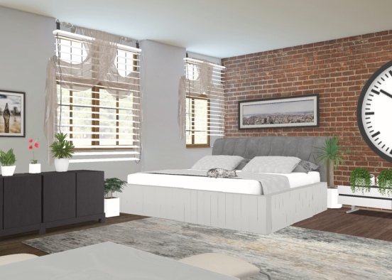 Grey Theme Bedroom Design Rendering