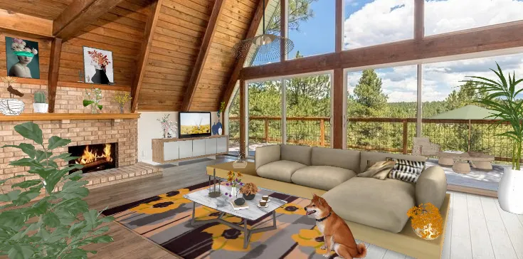 Mi lugar zen — un rincón tranquilo con maceteros de macramé suspendidos, una silla de ratán tejida, suelo con textura de piedra y enredadera de hiedra cascada