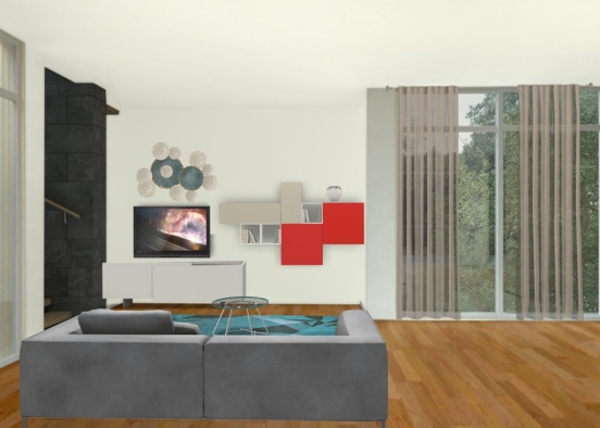 tv unit living room Design Rendering