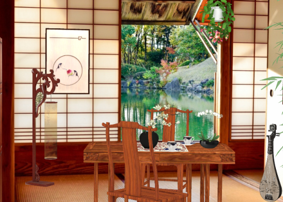 Oriental/Asian Dining Room Design Rendering