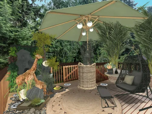 Giraffe Rockery Feature with Solar Lighting