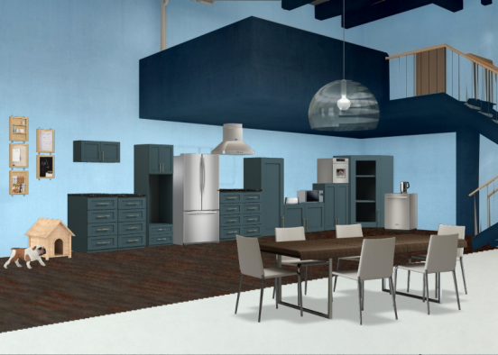 Cucina blu Design Rendering