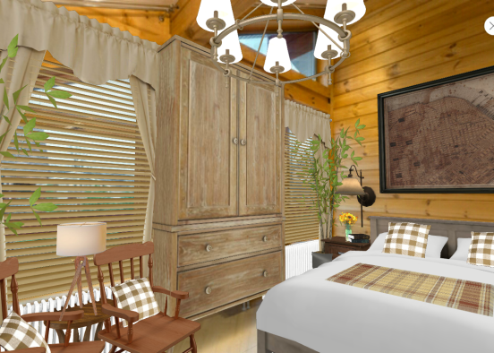Rustic Bedroom  Design Rendering