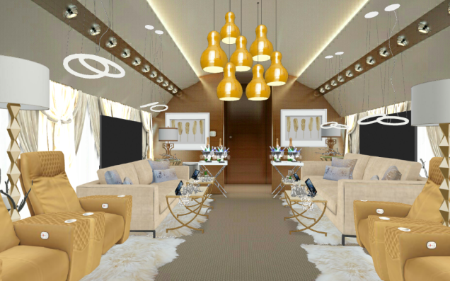 A luxurious private jet 