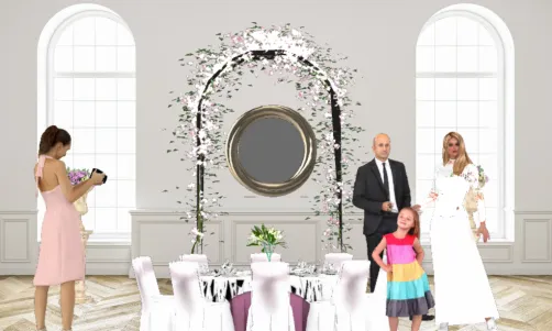 Salon de mariage avec la famille et la photographeuse ! Je trouve ca assez mignon !