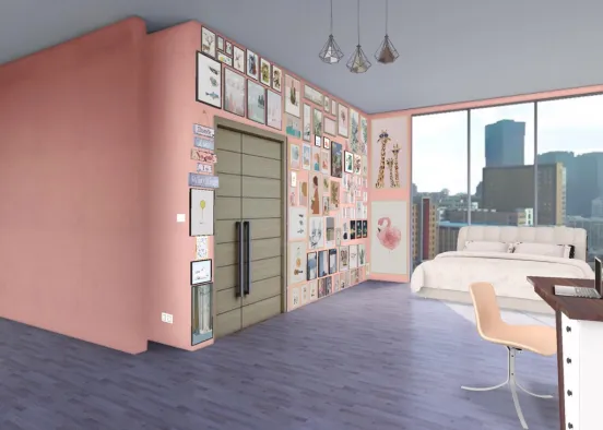 a pink bedroom Design Rendering