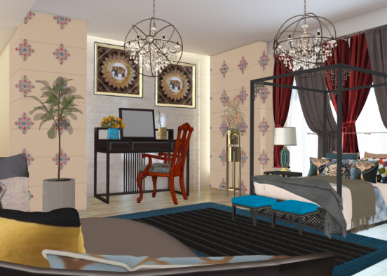 Boho lounge  Design Rendering