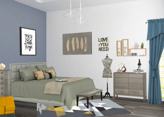 Colorful Cozy Bedroom Design Rendering