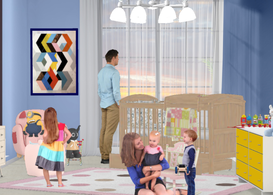 Family in baby room Design Rendering