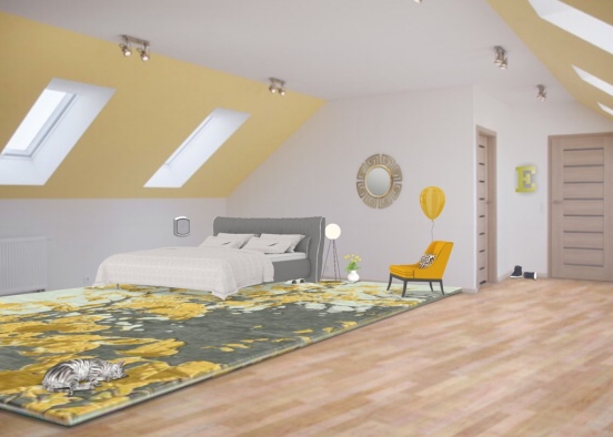 simple yellow room Design Rendering