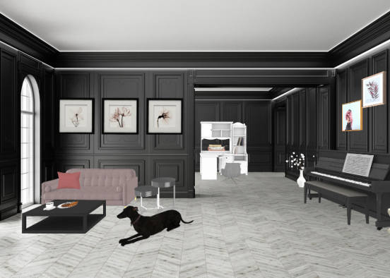 Living room of a poet in France Design Rendering