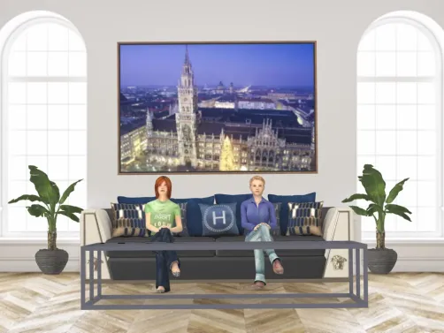 black, blue and green living room 