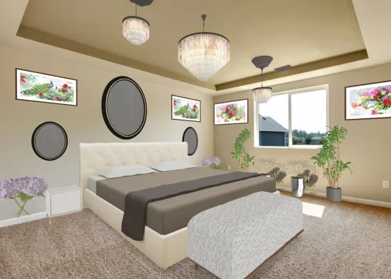 white and grey bedroom  Design Rendering