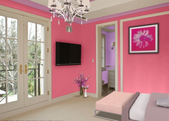pink and purple bedroom  Design Rendering