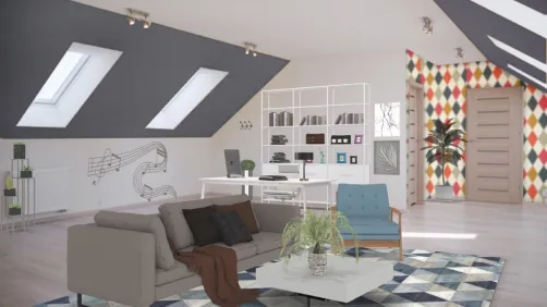 office and living room 