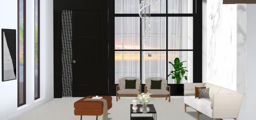 Sala de estar com painel marmorizado vaso preto 