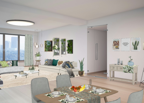 Lively Living Room  Design Rendering