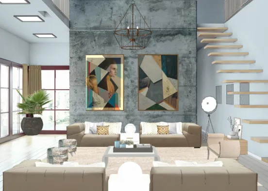 Luxurious Living Room  Design Rendering