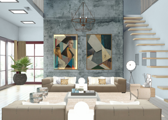 Luxurious Living Room  Design Rendering