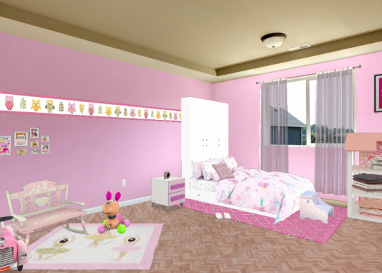 Chambre d'enfant rose Design Rendering