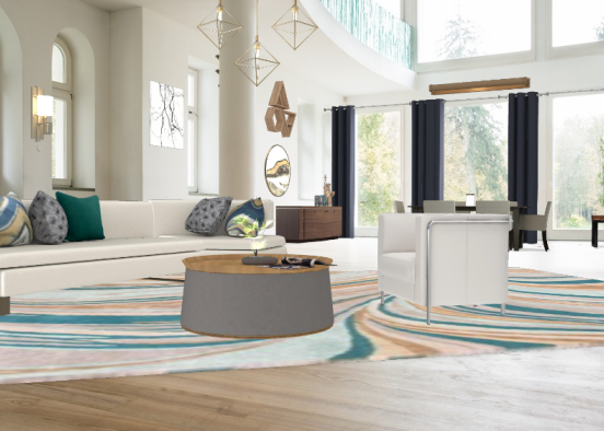 Living room+dinig room= ❤️🖤 Design Rendering