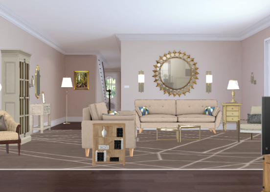 Stylish living room Design Rendering