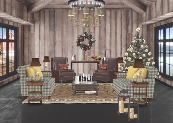 Christmas Livingroom Design Rendering
