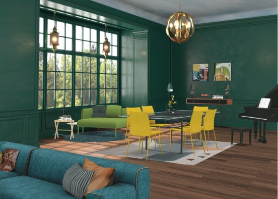 colourful modern livingroom Design Rendering