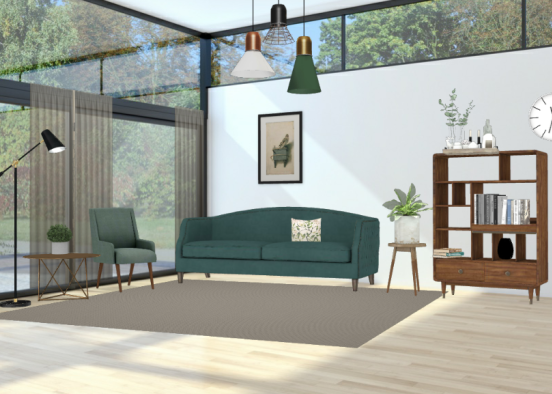 Green themed living room Design Rendering