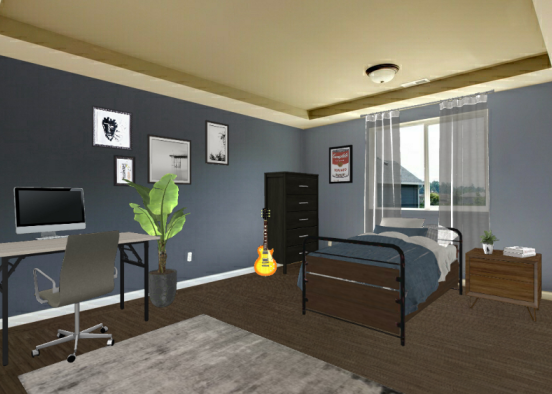 Dark Teen Aesthetic Bedroom  Design Rendering