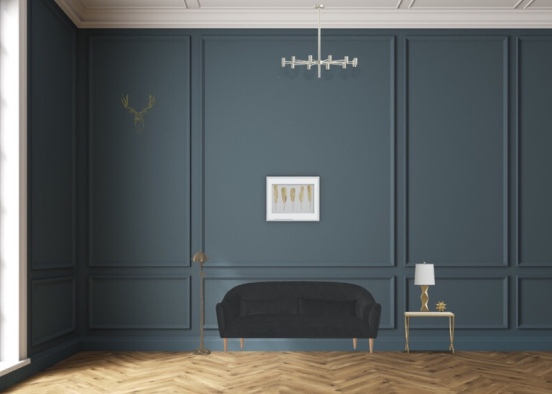 gold and blue living room Design Rendering
