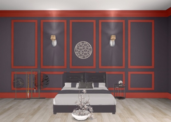 Japanese master bedroom  Design Rendering