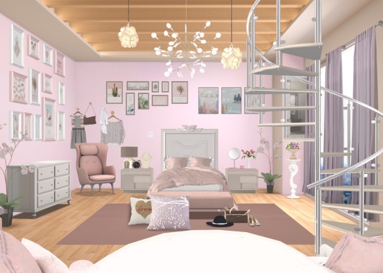 Cute pink dream room Design Rendering