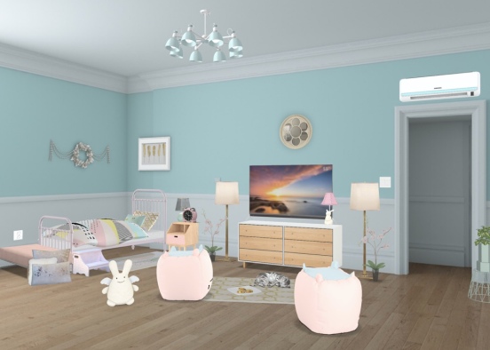 Incomplete pastel kid bedroom Design Rendering