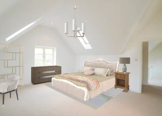 calm attic bedroom Design Rendering