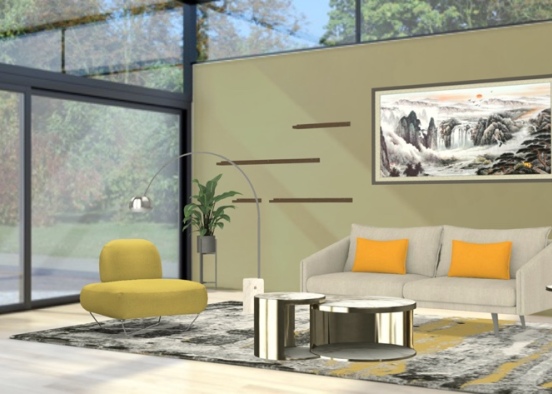 simple living room Design Rendering