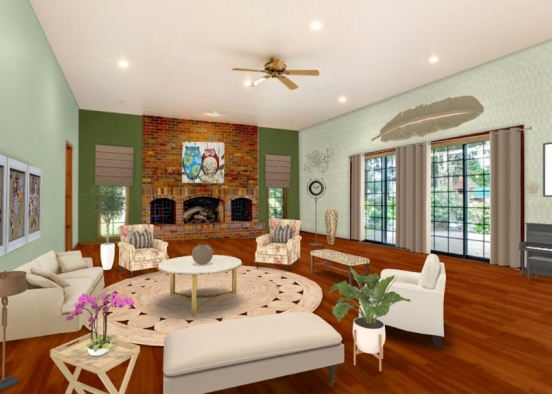 a green living room  Design Rendering