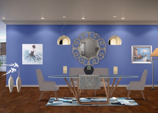 blue dining room  Design Rendering