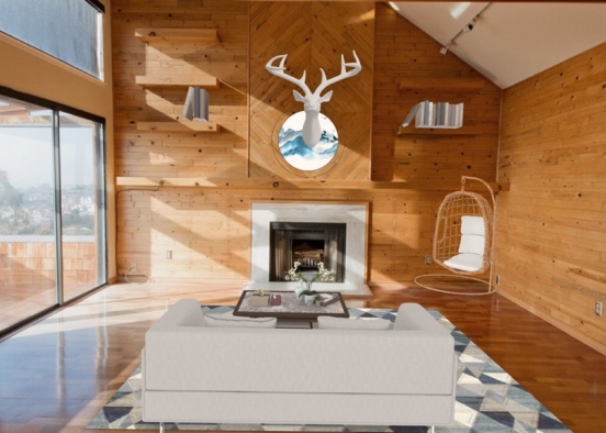 living room for a cabin Design Rendering