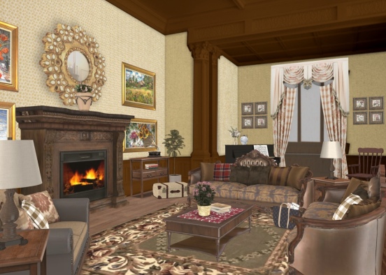 Traditional Living Room Design Rendering