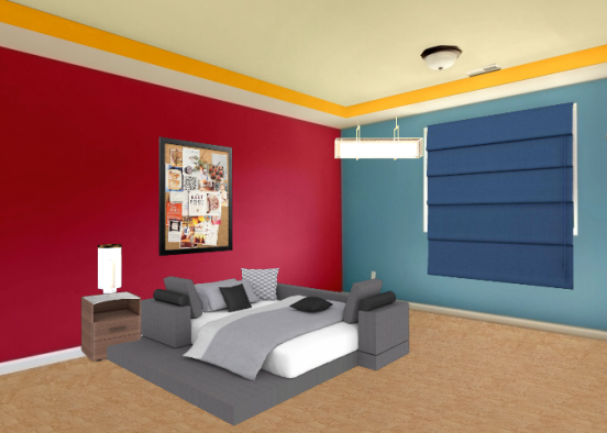 Bed room wall paint Design Rendering