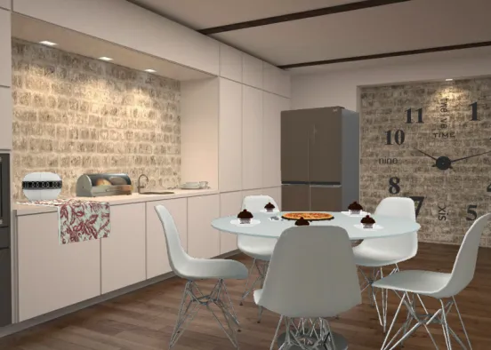 Kitchen with dining area Design Rendering