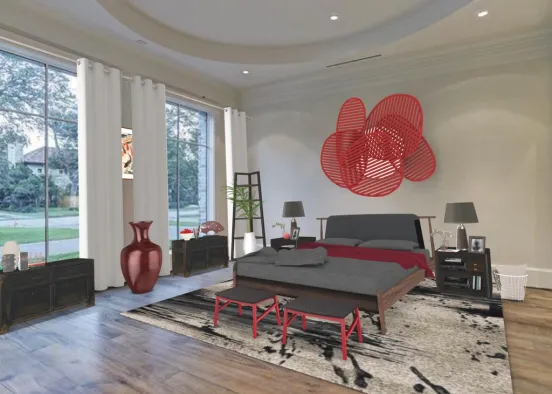 red guest bedroom 🍎❤️ Design Rendering