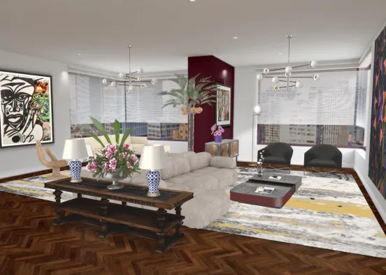 living room old and new Design Rendering